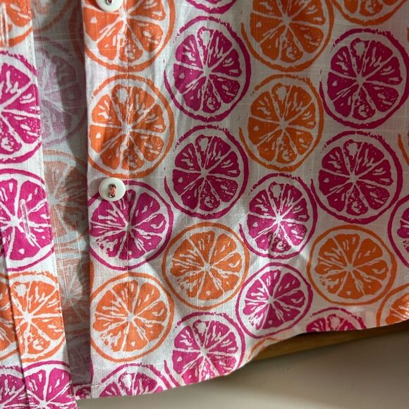 Foxcroft Pink and Orange Citrus Print Blouse 6P - Picture 3 of 14